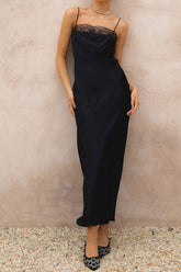 Lace Patchwork Cami Dress in Black InsStreet